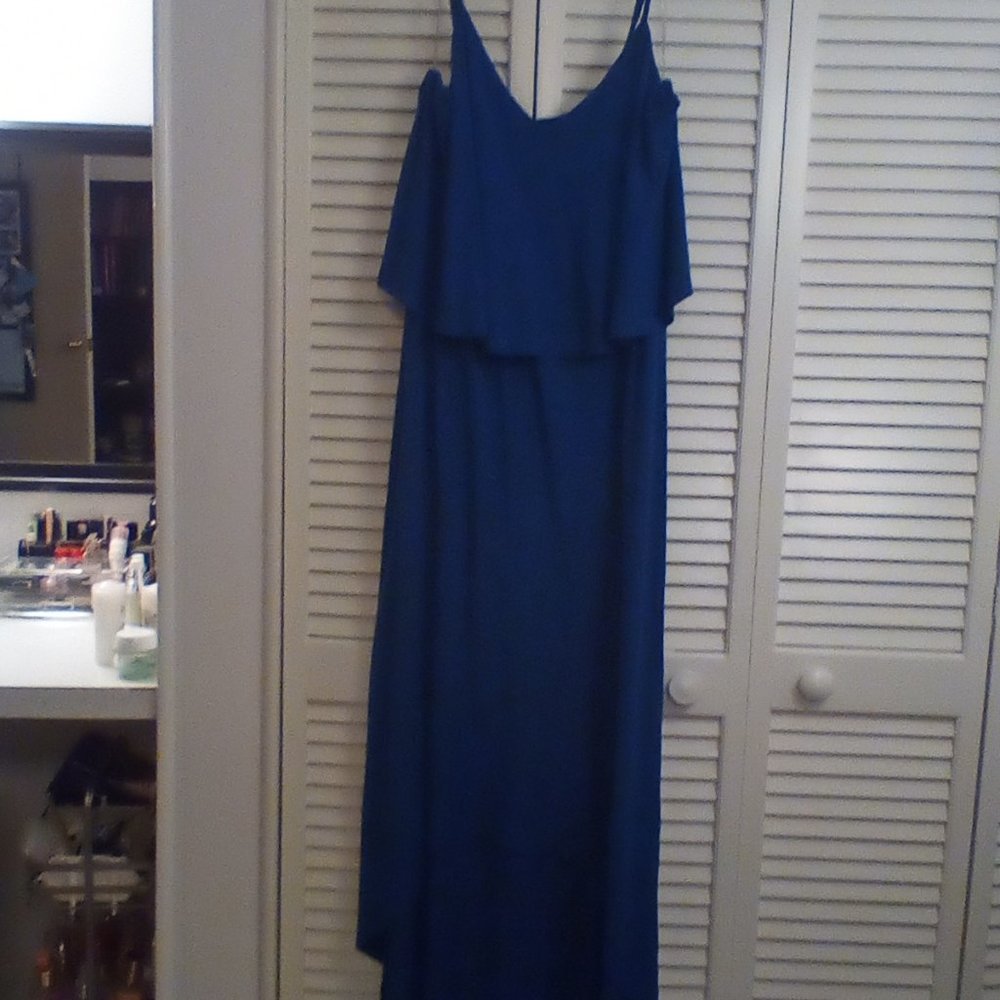 Blue Jersey Knit high-low dress